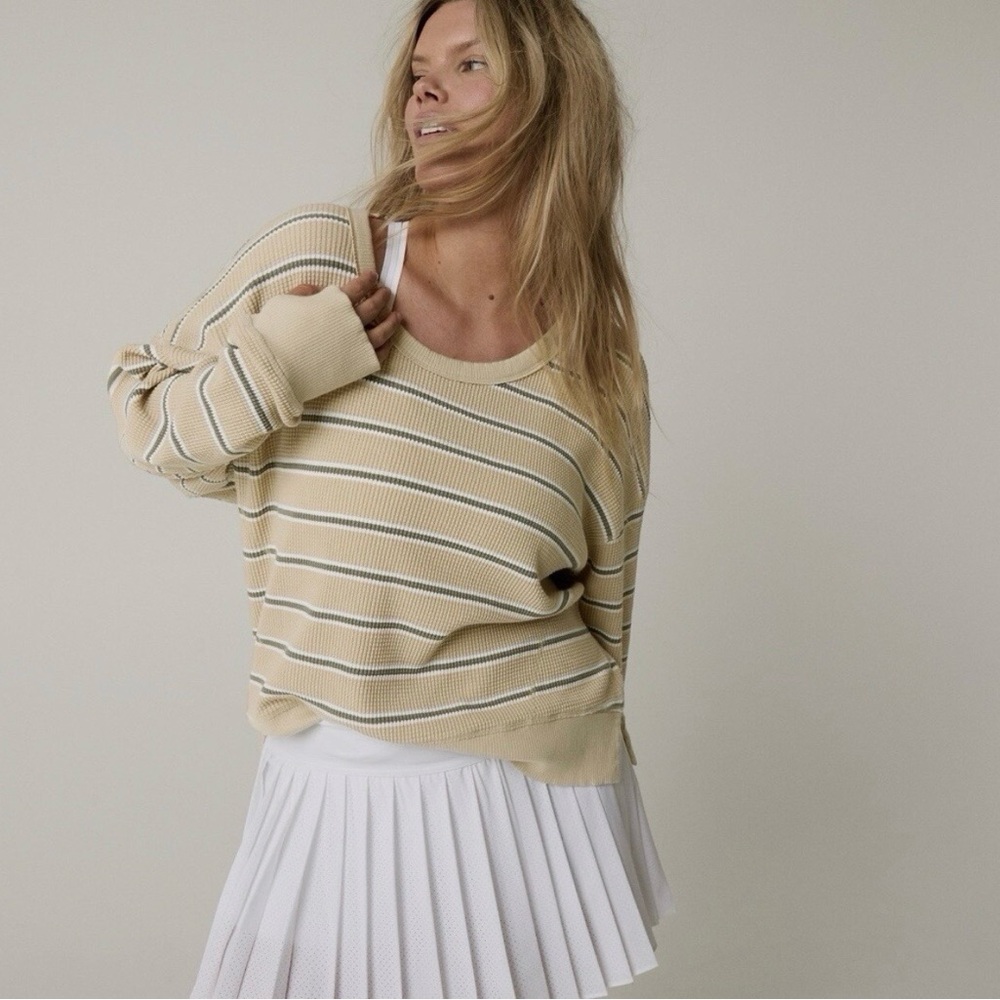 OFFLINE By Aerie Women’s Wow! Relaxed Waffle T-Shirt Color Soft Wheat - Picture 7 of 10